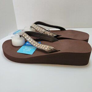 SUN & SKY  GLITTER SANDALS  BROWN COLOR SZ 7/8